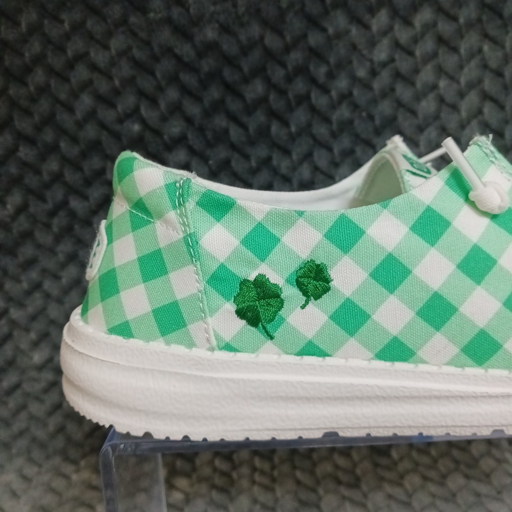Hey Dude Wendy Shamrock Gingham Green White Women's Casual Slip-on Shoes Size 10 - Picture 8 of 12